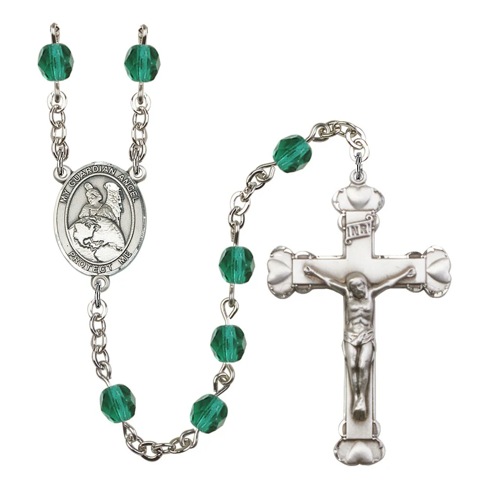 Guardian Angel Protector Teal December Rosary 6mm