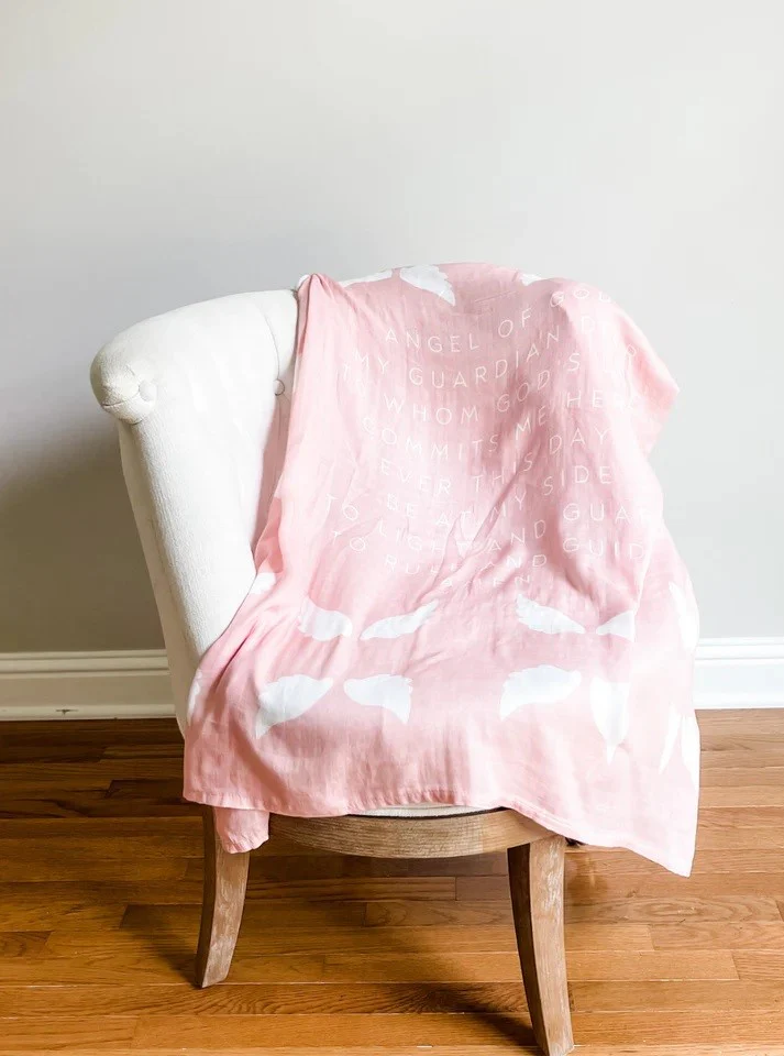 Guardian Angel Swaddle Blanket - Pink or Blue - Image 3