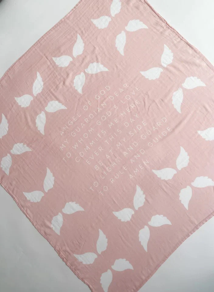 Guardian Angel Swaddle Blanket - Pink or Blue - Image 4