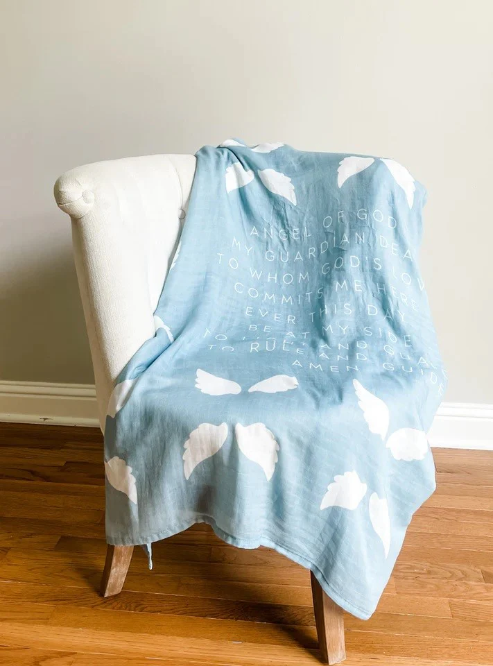 Guardian Angel Swaddle Blanket - Pink or Blue - Image 7