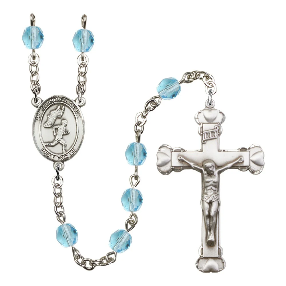 Guardian Angel/Track & Field-Men Aqua Blue March Rosary - 6mm