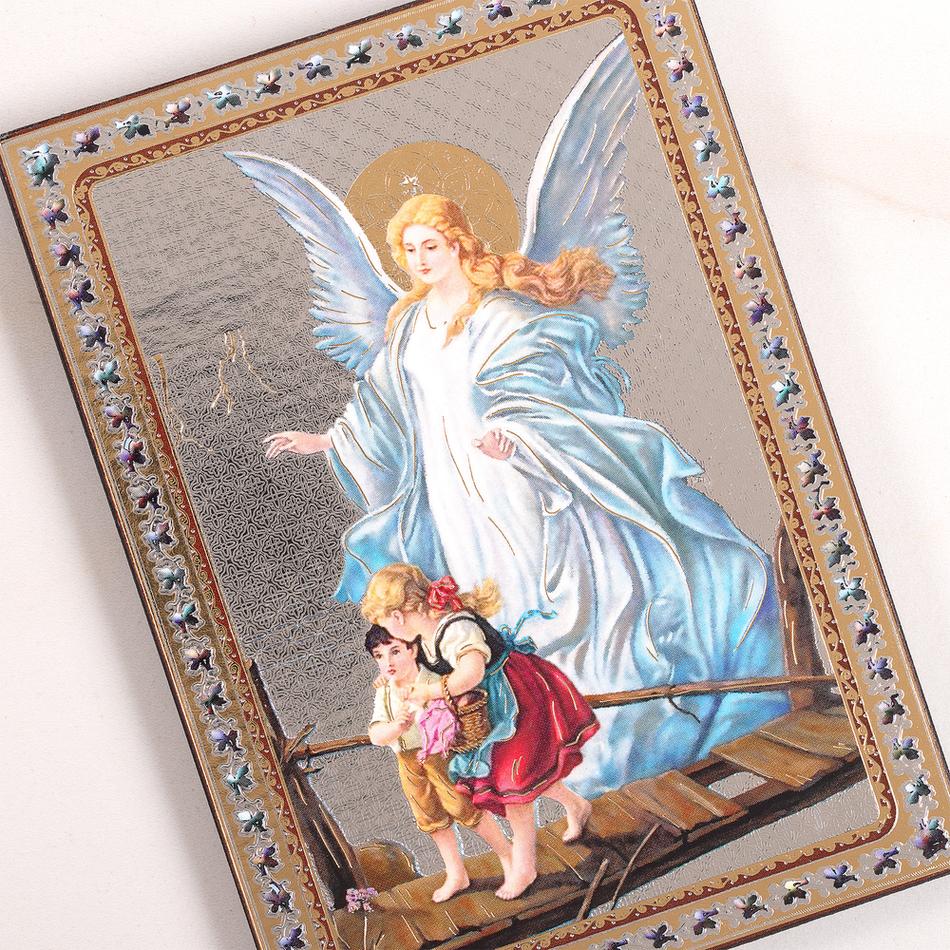 Guardian Angel with Children Icon Plaque - 5.5" - Image 3