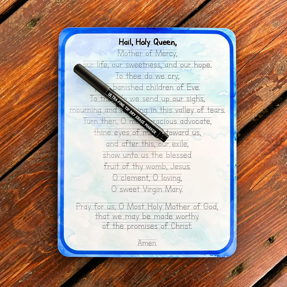 Hail Holy Queen Prayer Tracing Dry-Erase Board & Marker - Image 2