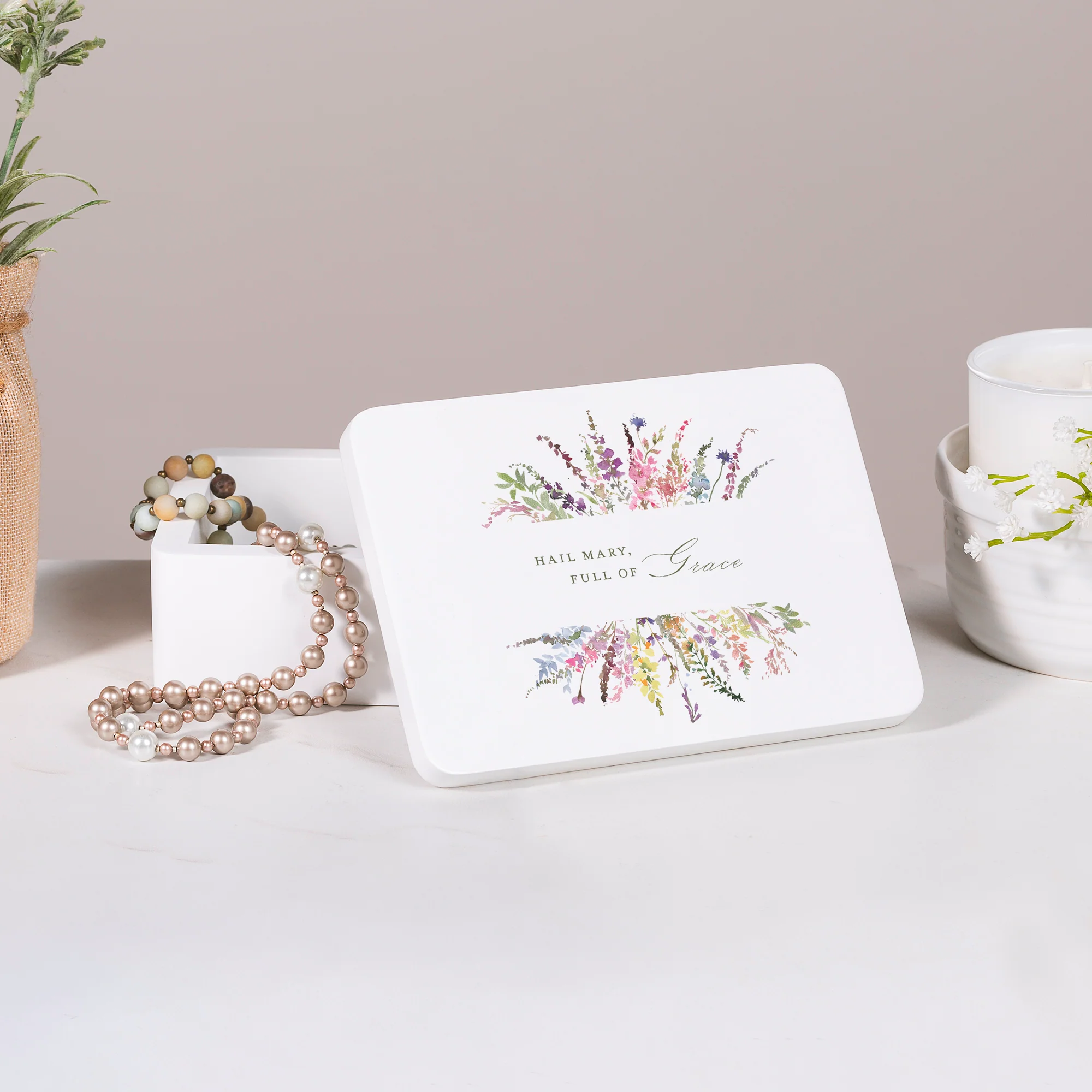 Hail Mary Floral Rosary Keepsake Box - Image 2