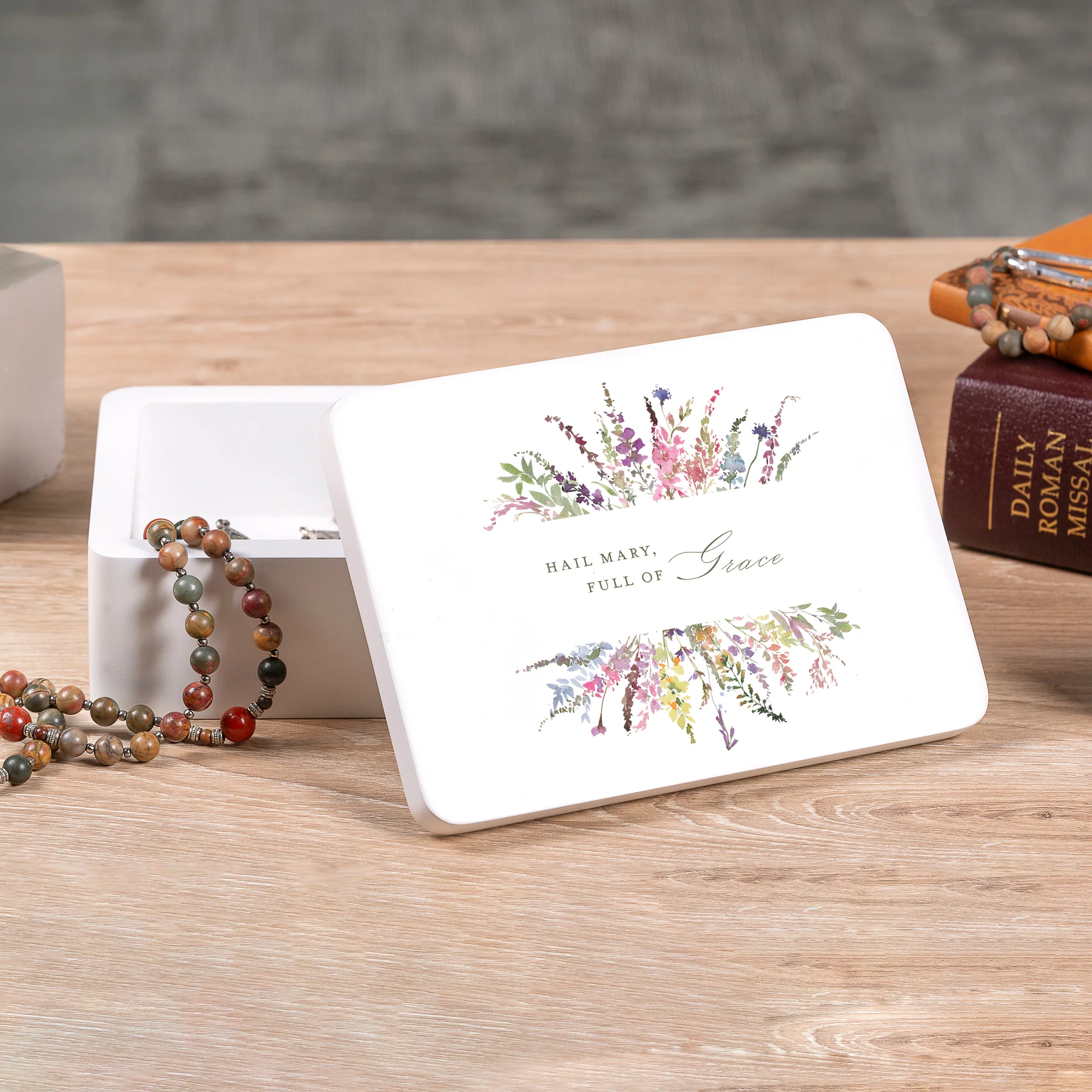 Hail Mary Floral Rosary Keepsake Box - Image 4