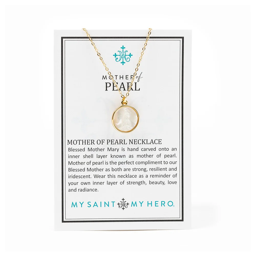 Hand Carved Mother of Pearl Marian Necklace - Image 3