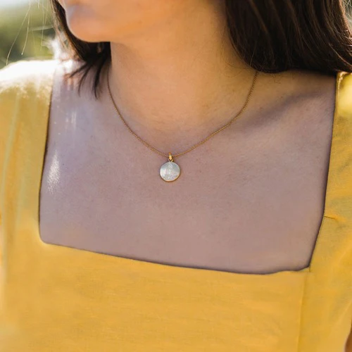 Hand Carved Mother of Pearl Marian Necklace - Image 5