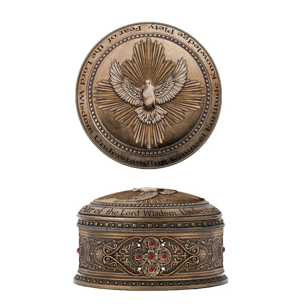 Hand Painted Bronzed Holy Spirit Keepsake Box - Image 2