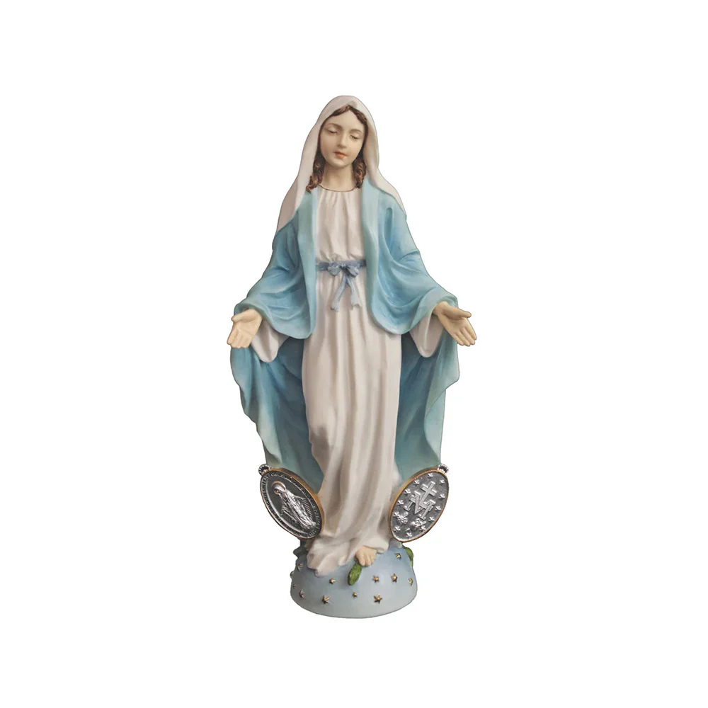 Hand Painted Our Lady of the Miraculous Medal Statue - 7.75"