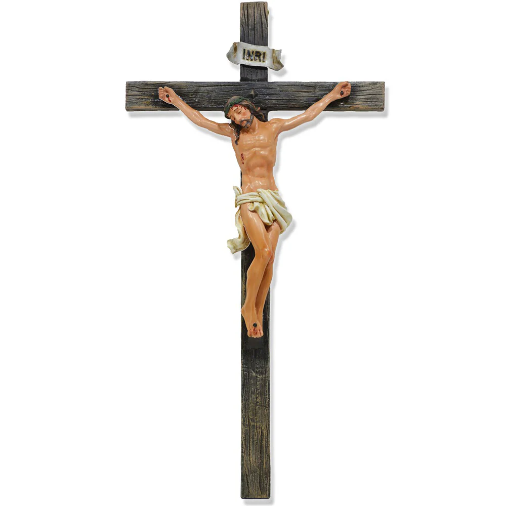 Hand Painted Wall Crucifix - 17.5"