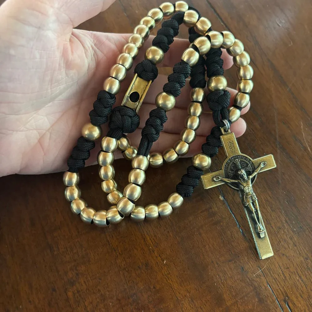 Handcrafted Brass & Paracord Memento Mori Rosary - Image 2