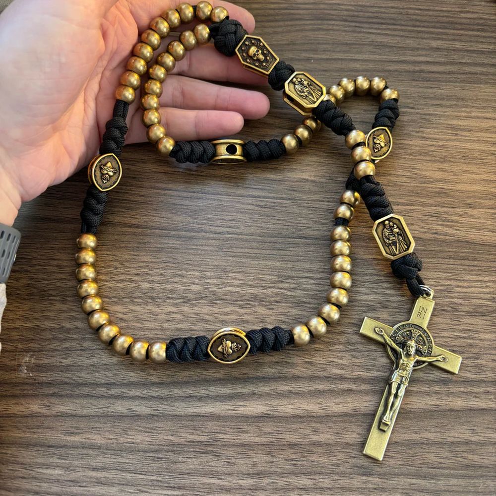 Handcrafted Brass & Paracord Memento Mori Rosary - Image 3