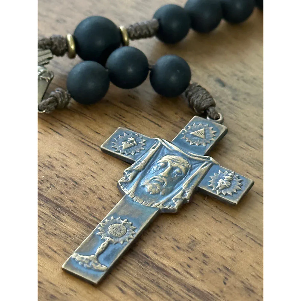 Handcrafted Matte Black Holy Face of Jesus Chaplet - Image 2