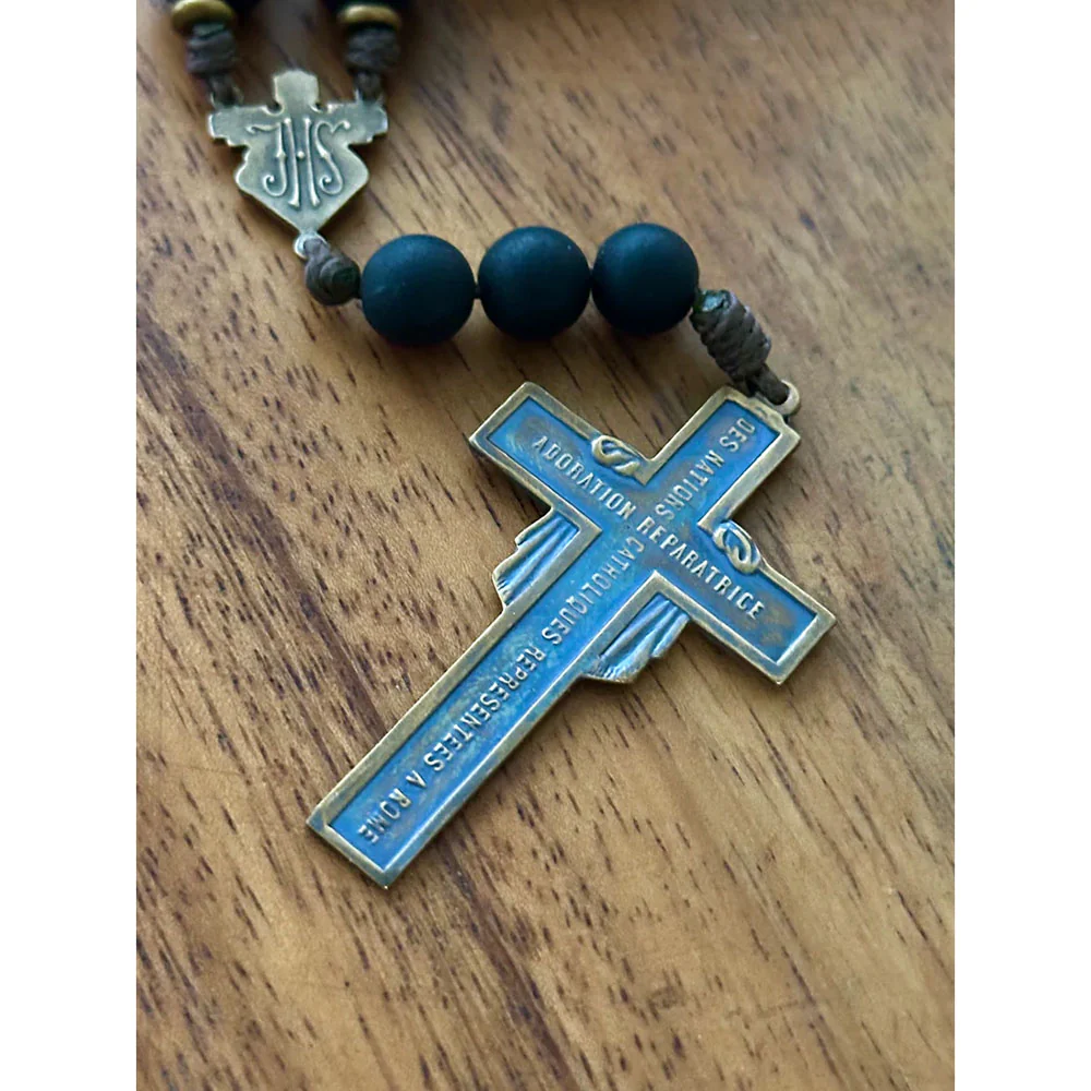 Handcrafted Matte Black Holy Face of Jesus Chaplet - Image 3