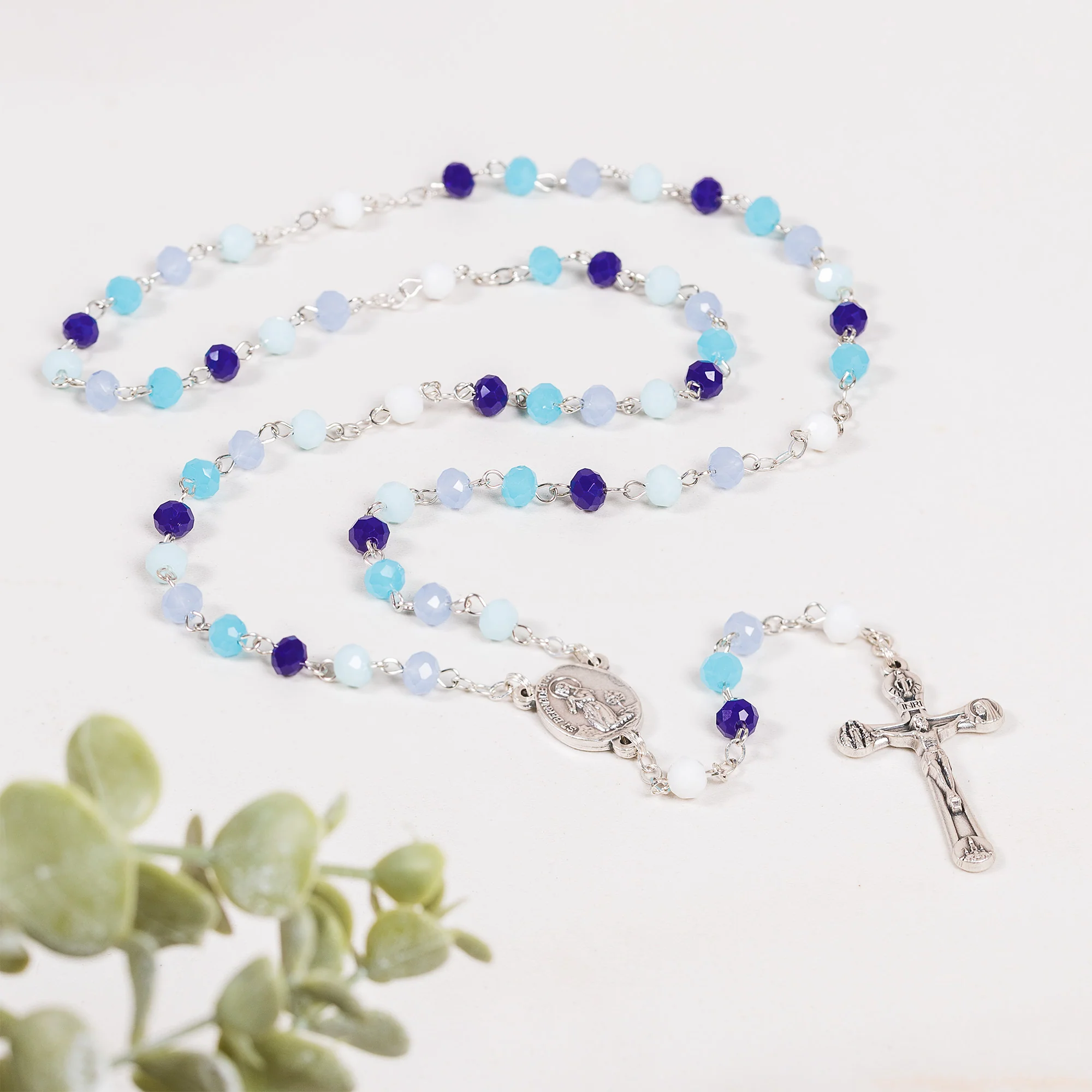 Handmade Blue Ombre Lourdes Rosary - Image 2
