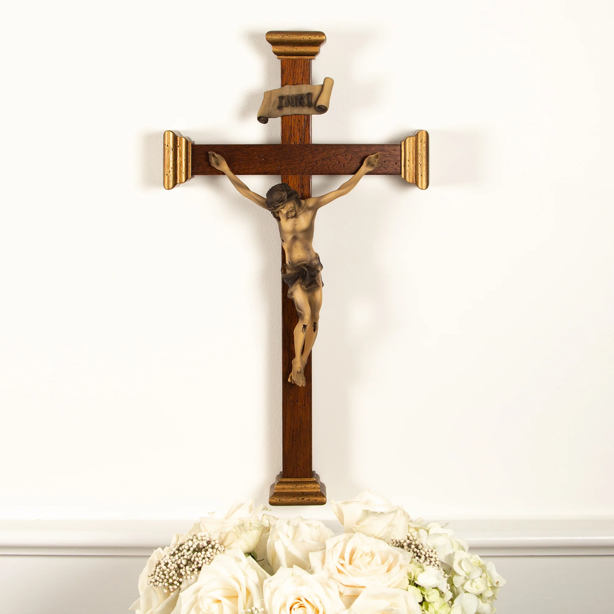 Handmade Italian Mahogany Crucifix - 18"