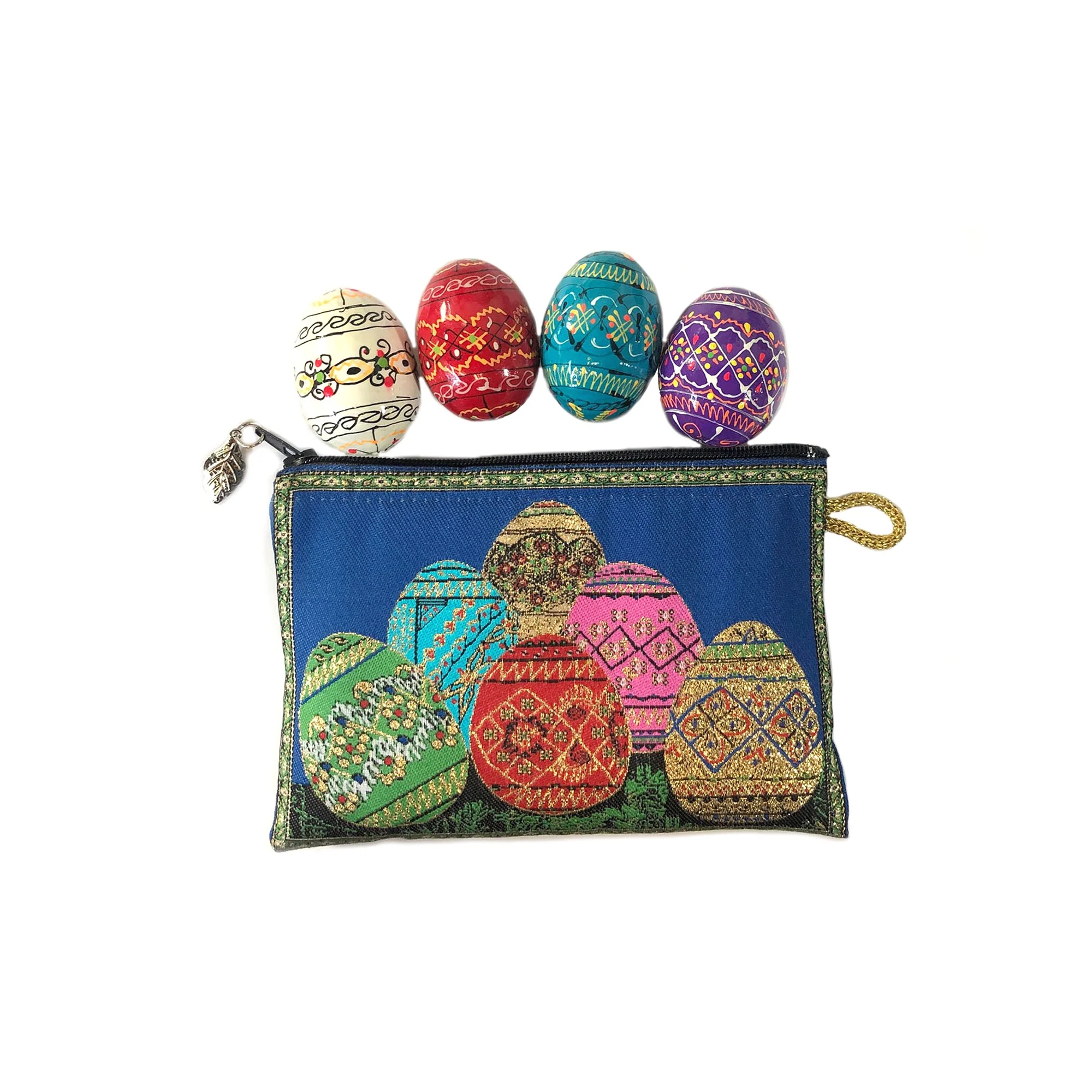 Handpainted Pysanky Egg Set with Tapestry Pouch - Image 2