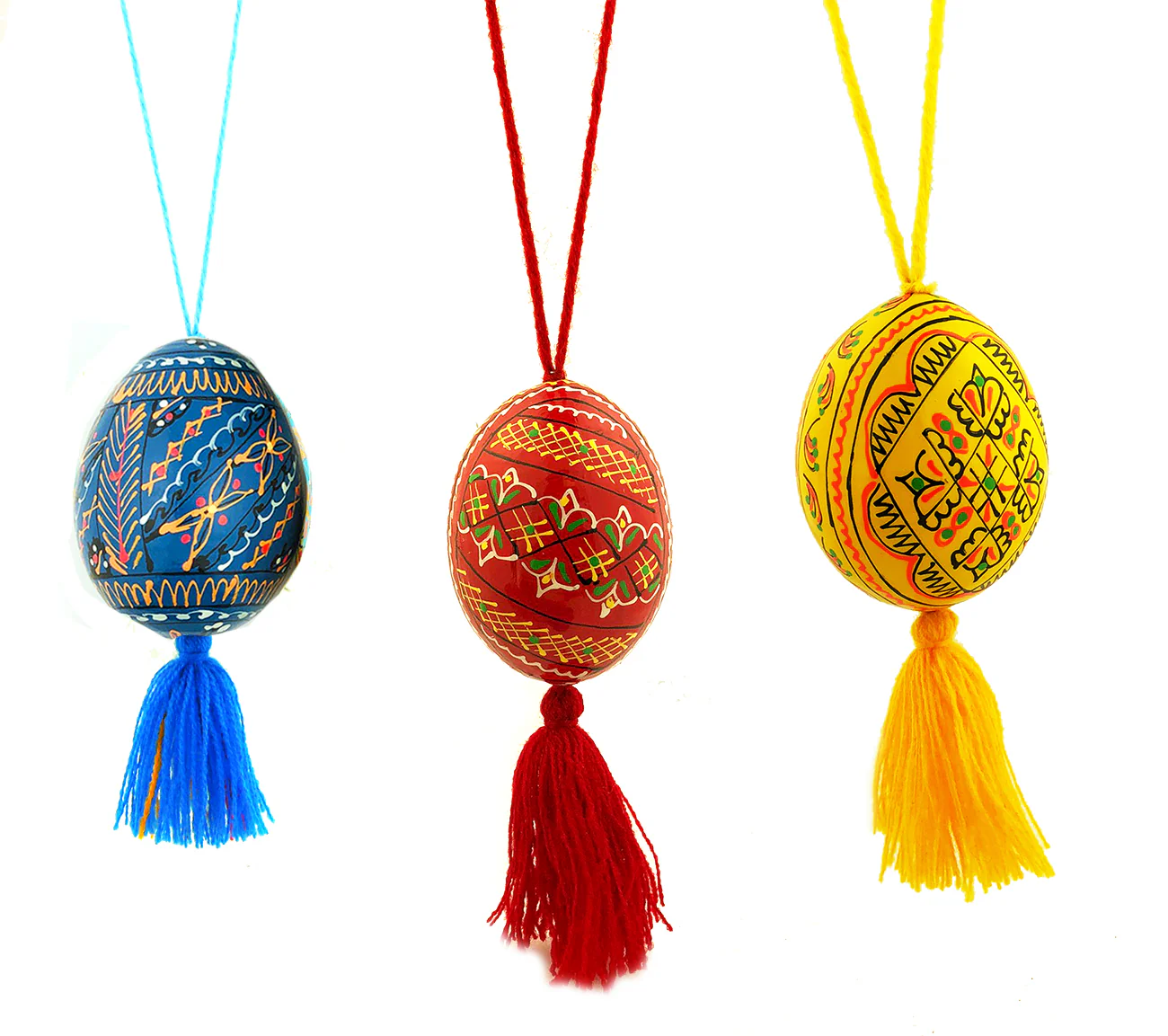 Hanging Hand Painted Ukrainian Easter Eggs (Pysanky) - Set of 3 - Image 2