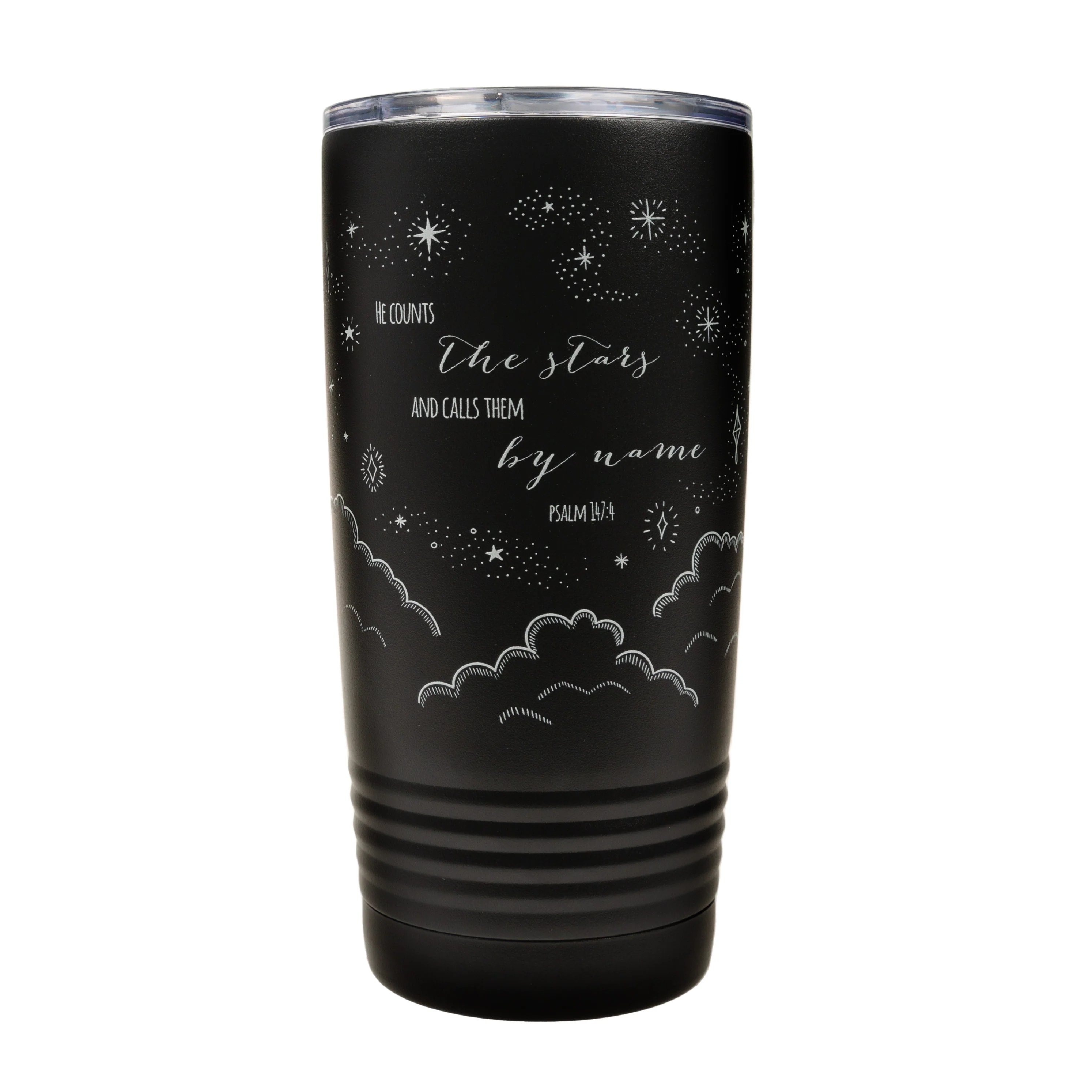 He Counts The Stars Black 20oz Insulated Tumbler - Image 2