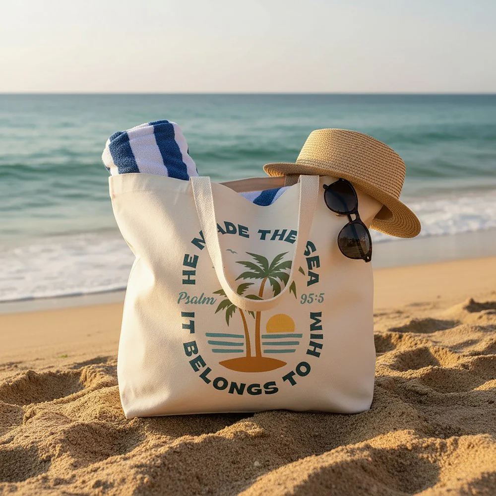 He Made the Sea Canvas Tote - Image 3