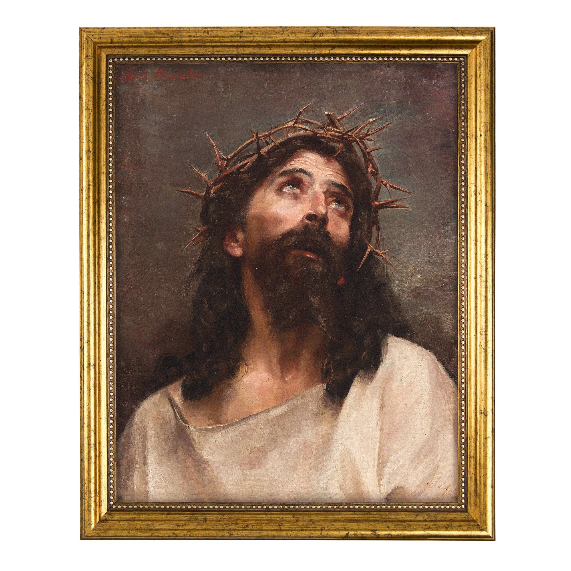 Head of Christ Antique Gold Framed Print - 8" x 10" - Image 2