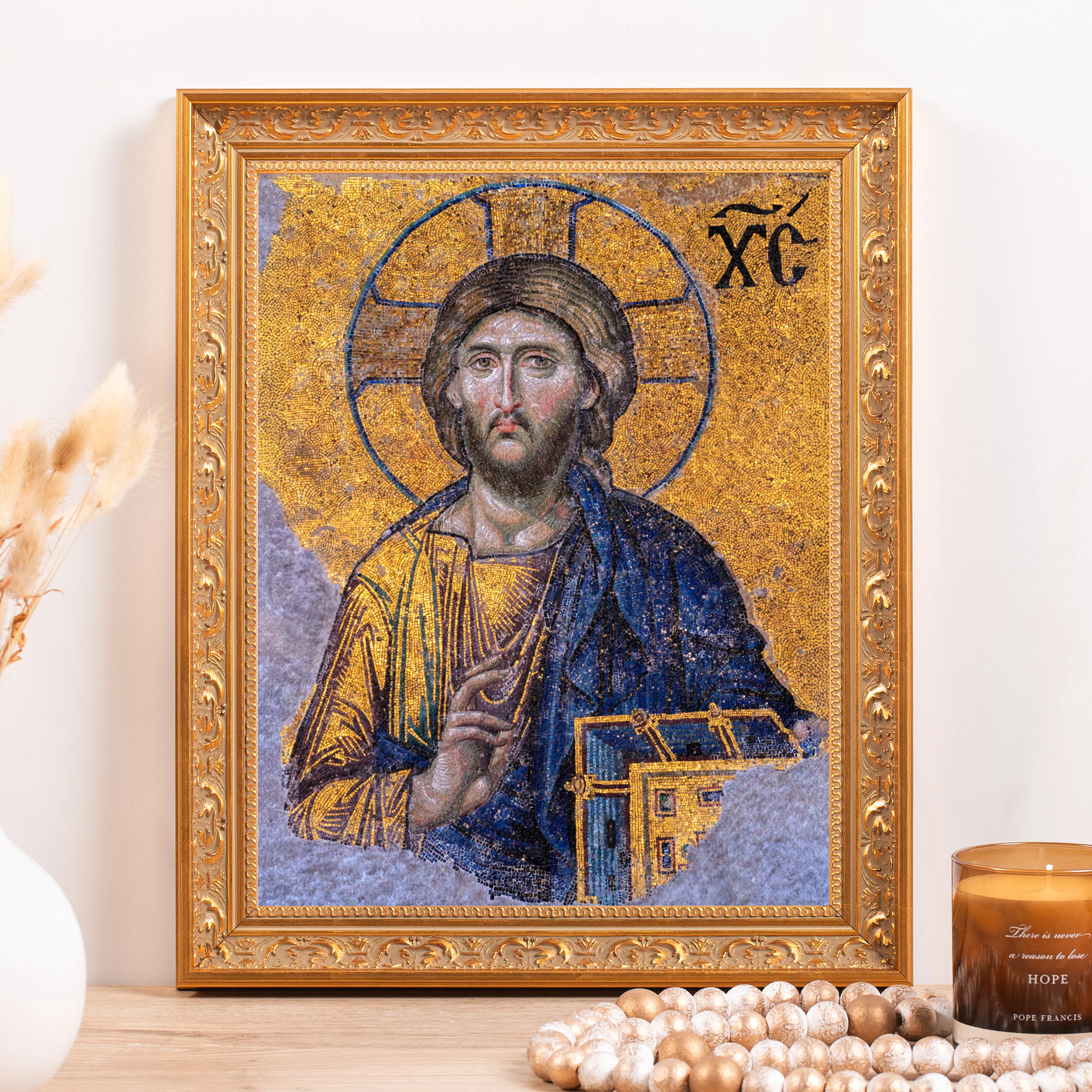 Head of Christ Mosaic Framed Canvas - Sacred Classics Collection