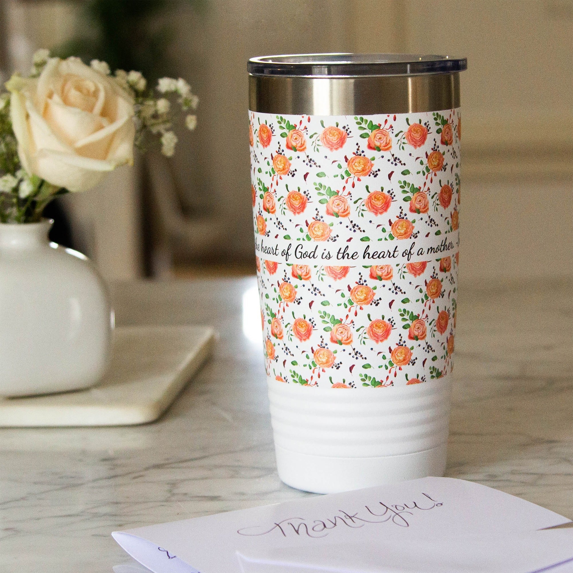 Heart of a Mother Insulated White 20oz Tumbler