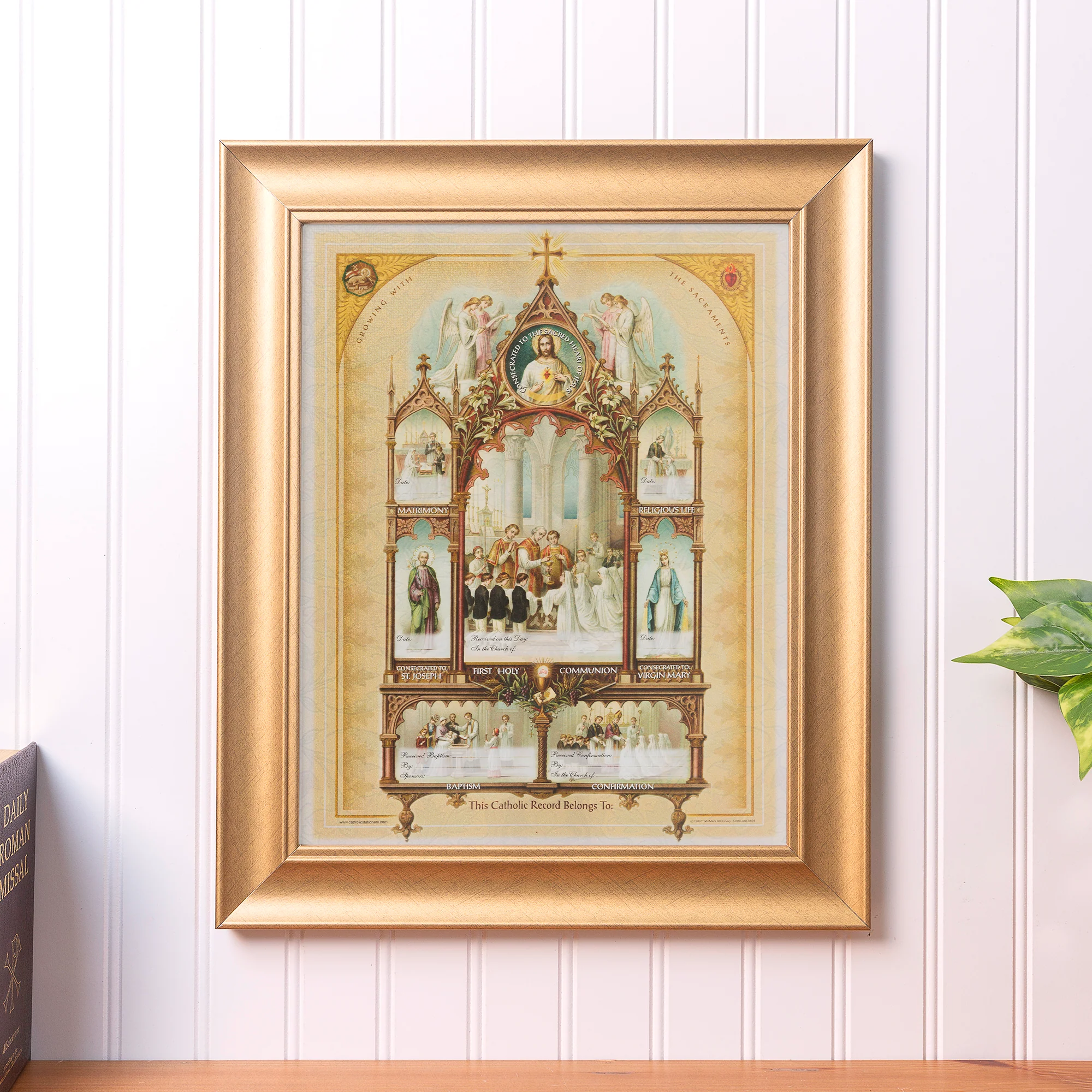 Heirloom Gold Framed Sacraments Certificate - 11 x 14