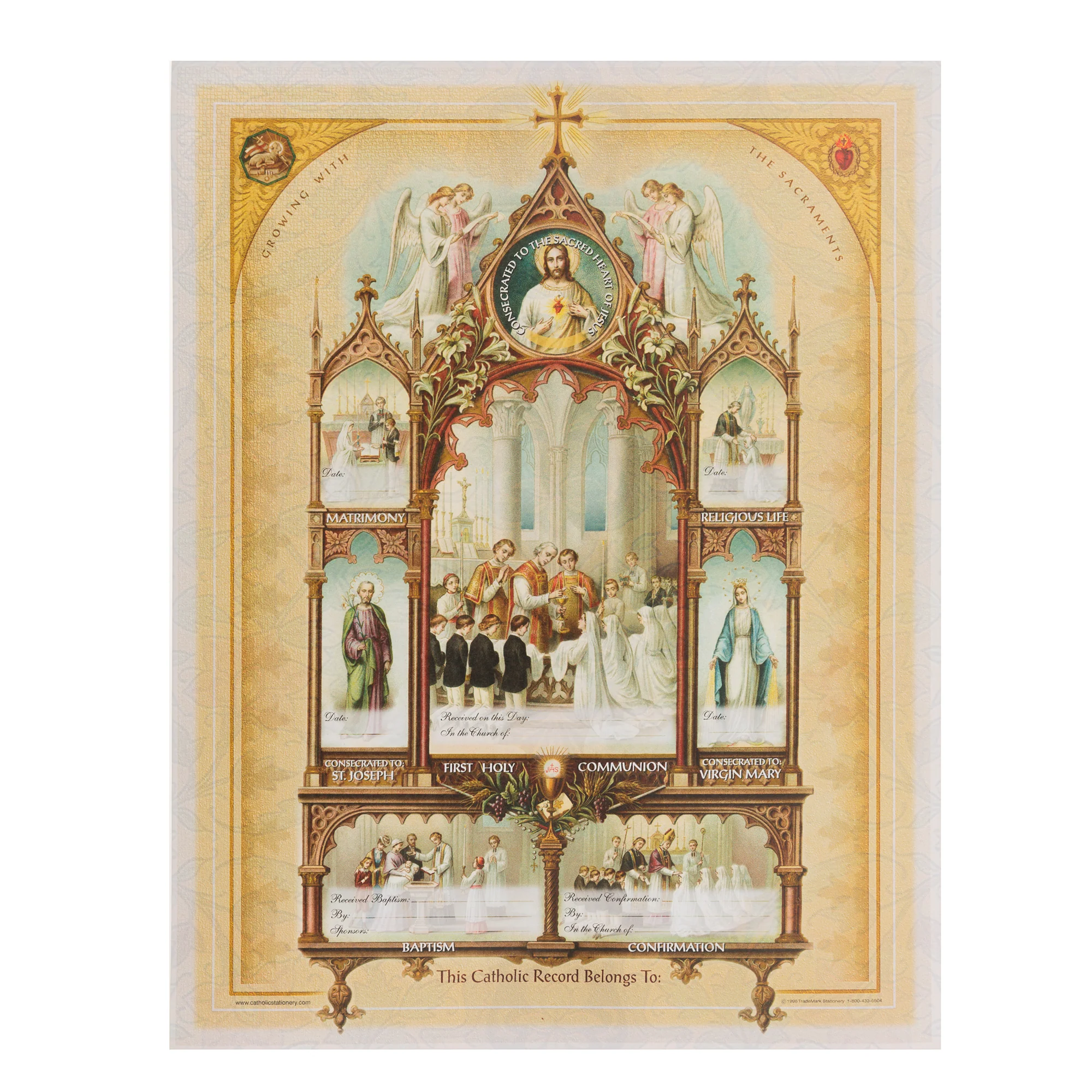 Heirloom Gold Framed Sacraments Certificate - 11 x 14 - Image 3