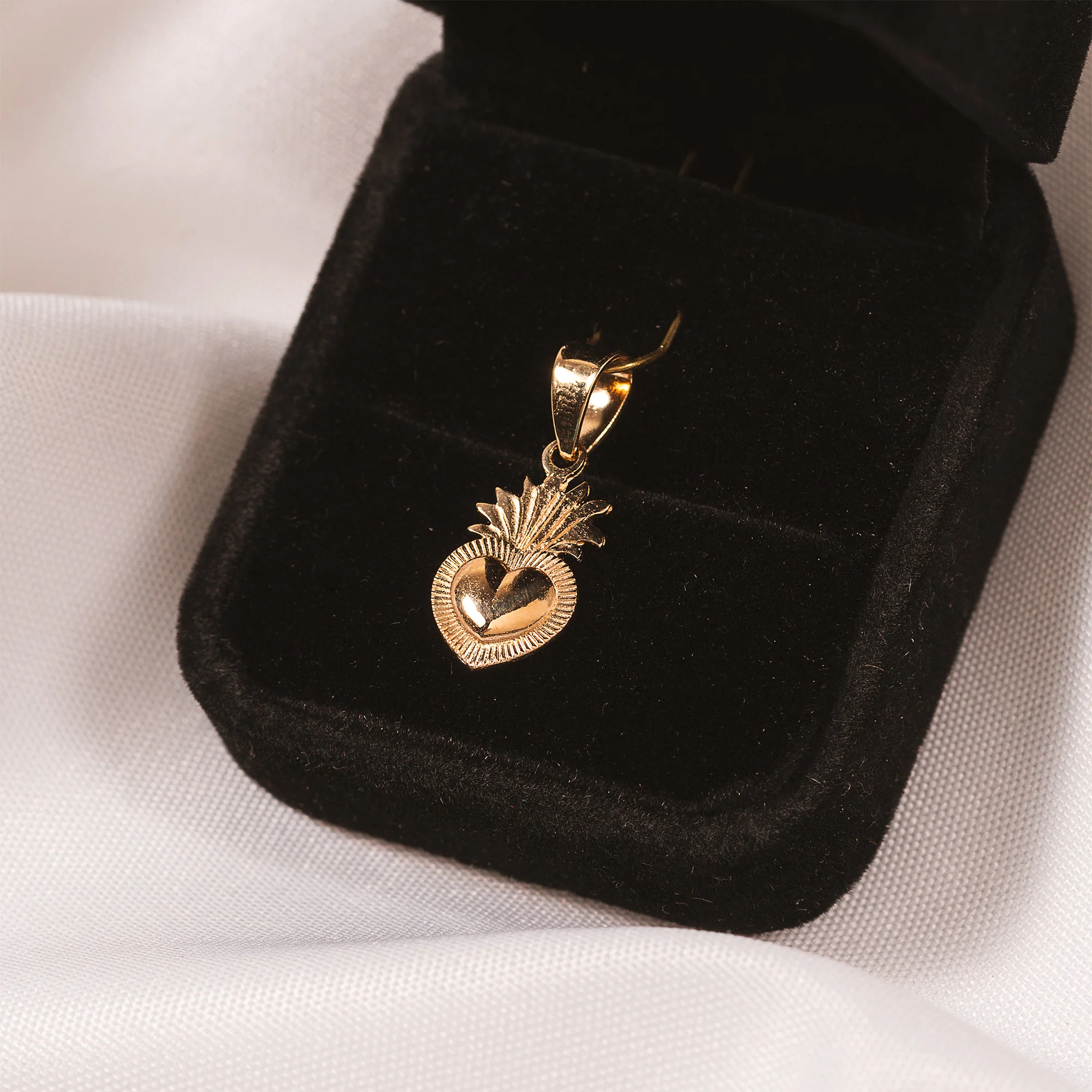 Heirloom Sacred Heart Pendant - 18 KT Gold or Gold over Sterling Silver - Image 3