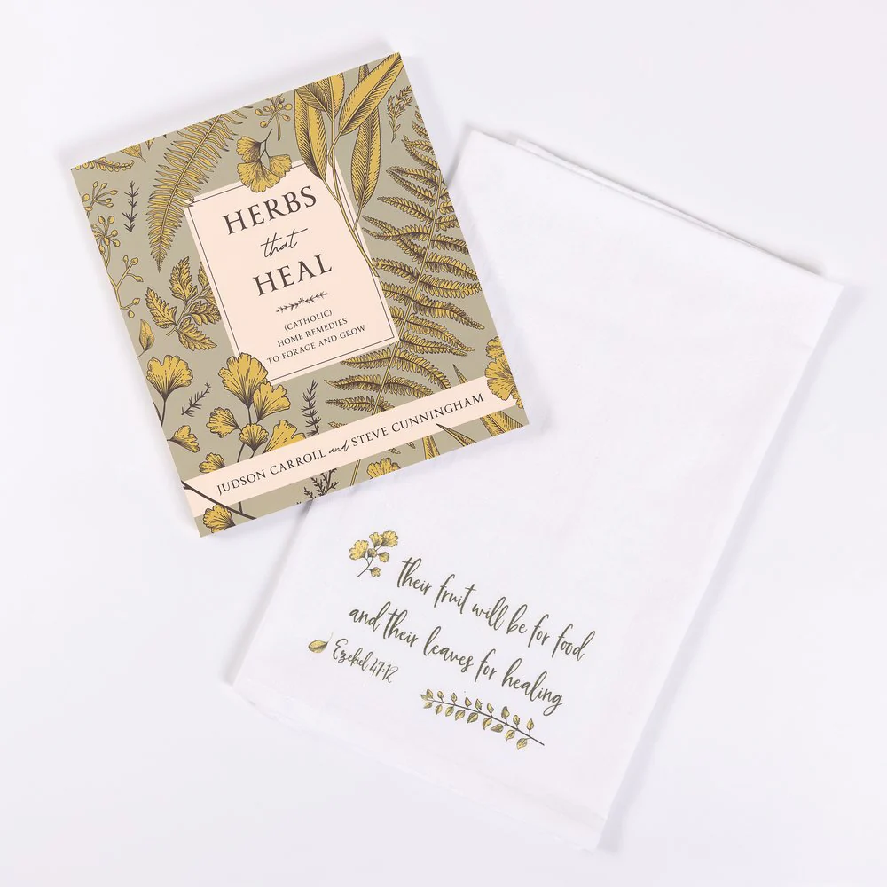 Herbs That Heal Book & Flour Sack Dish Towel Gift Set