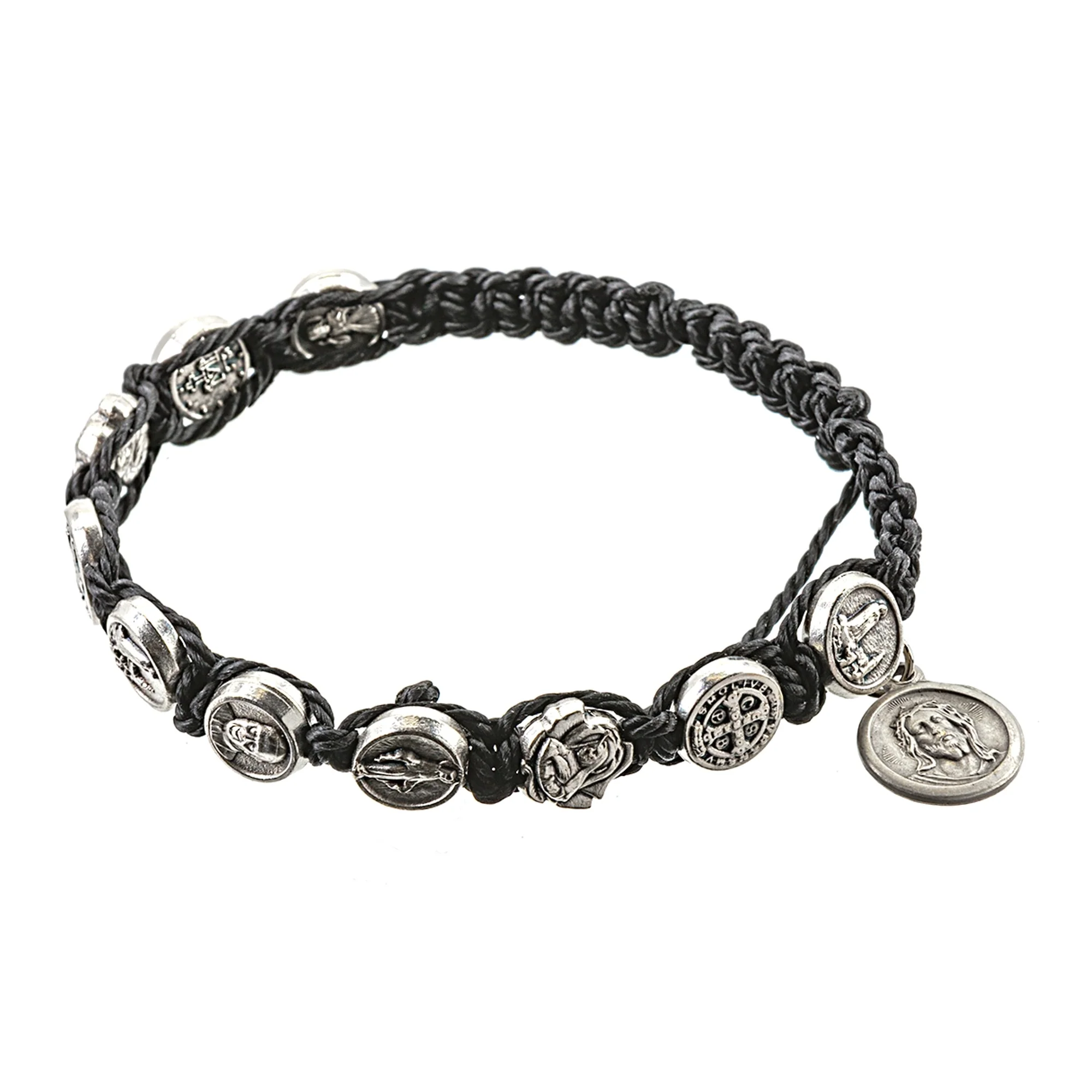 Holy Face & Saints Macramé Rosary Bracelet
