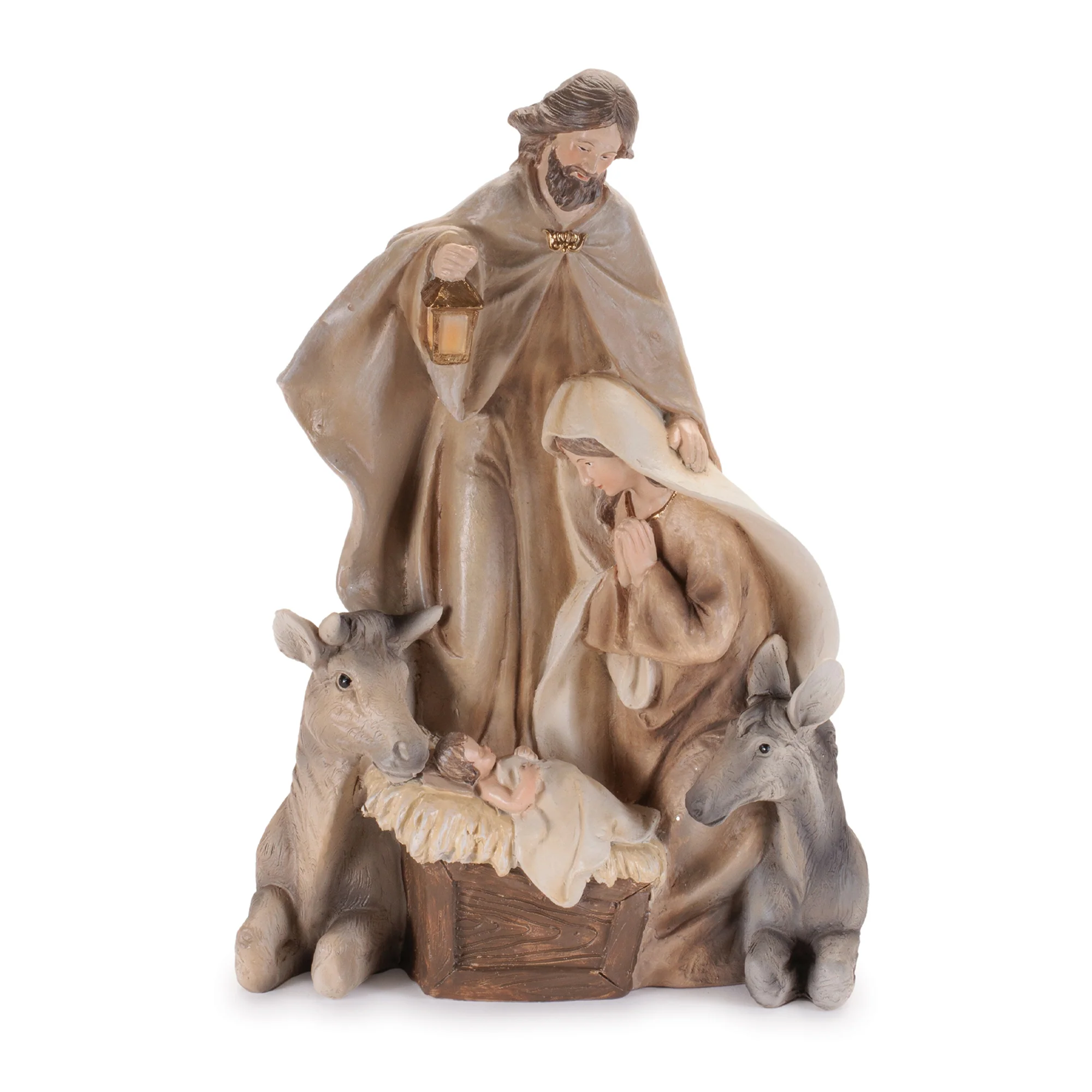 Holy Family & Animals One Piece Nativity Statue - 11" - Image 2