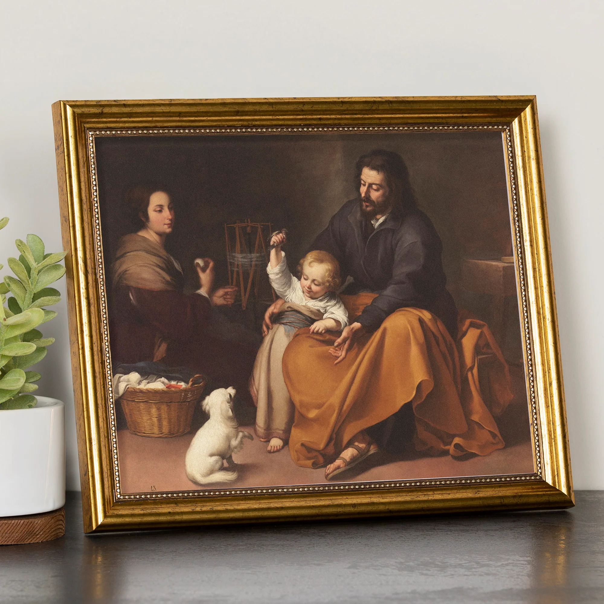 Murillo's The Holy Family with a Little Bird Antique Gold Framed Print - 8" x 10"