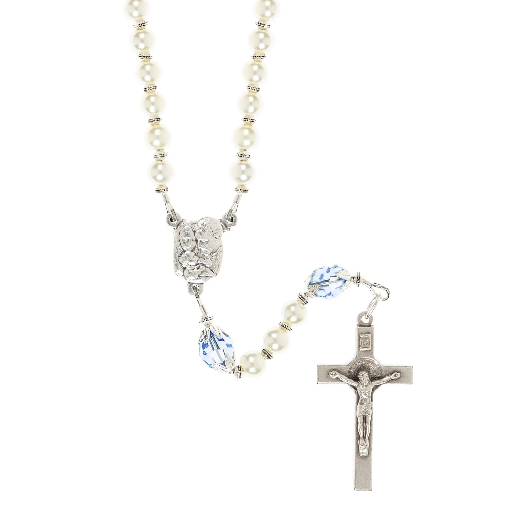Holy Family Blue Baptism Rosary - Image 2