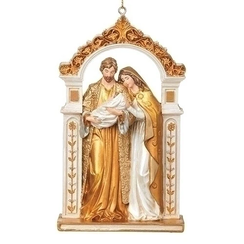 Holy Family Gold & White Arch Ornament - Image 2