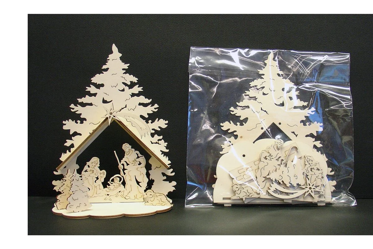 Holy Family Laser Cut Wood Nativity Tree - 6" - Image 4