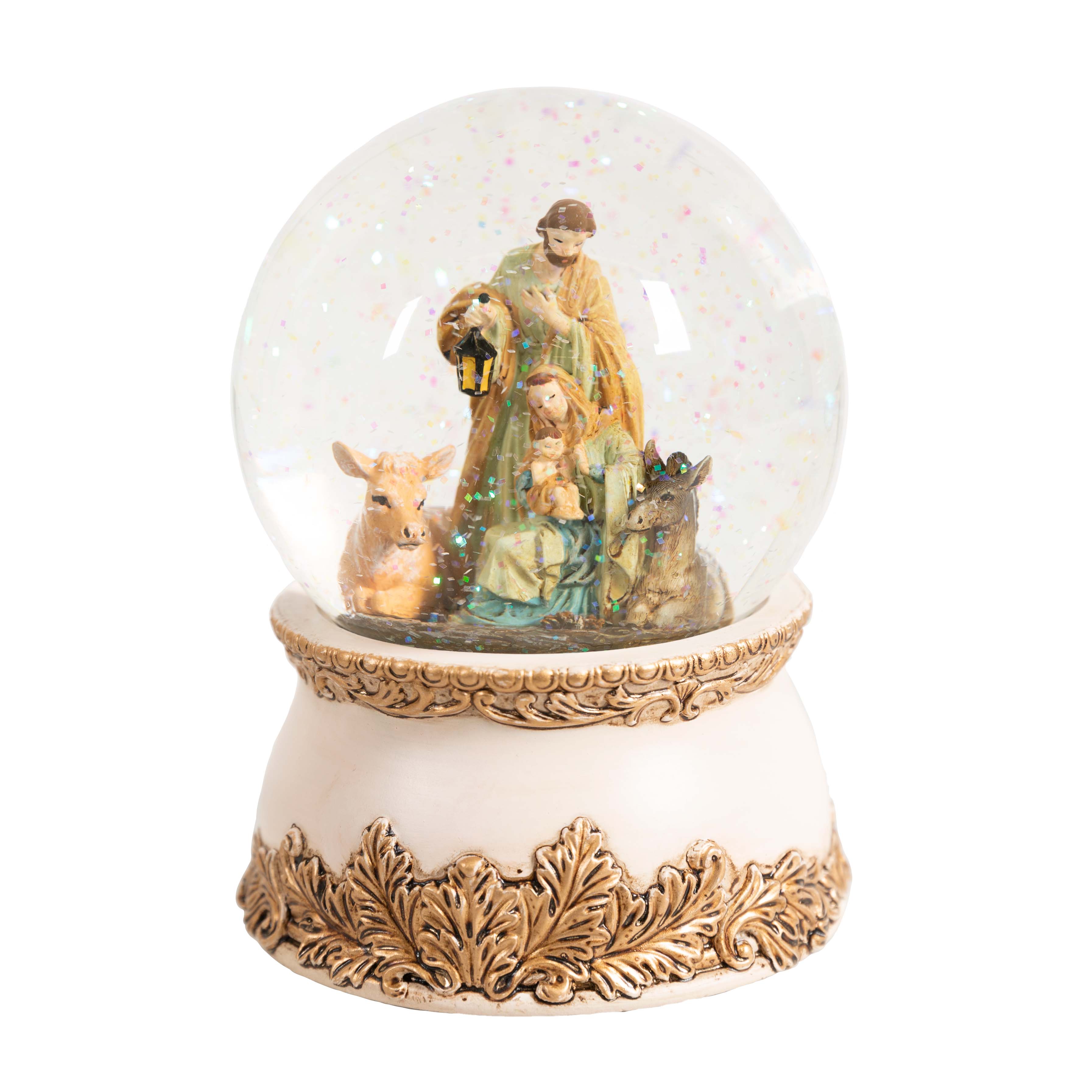 Holy Family Nativity with Animals Musical Dome - Image 2
