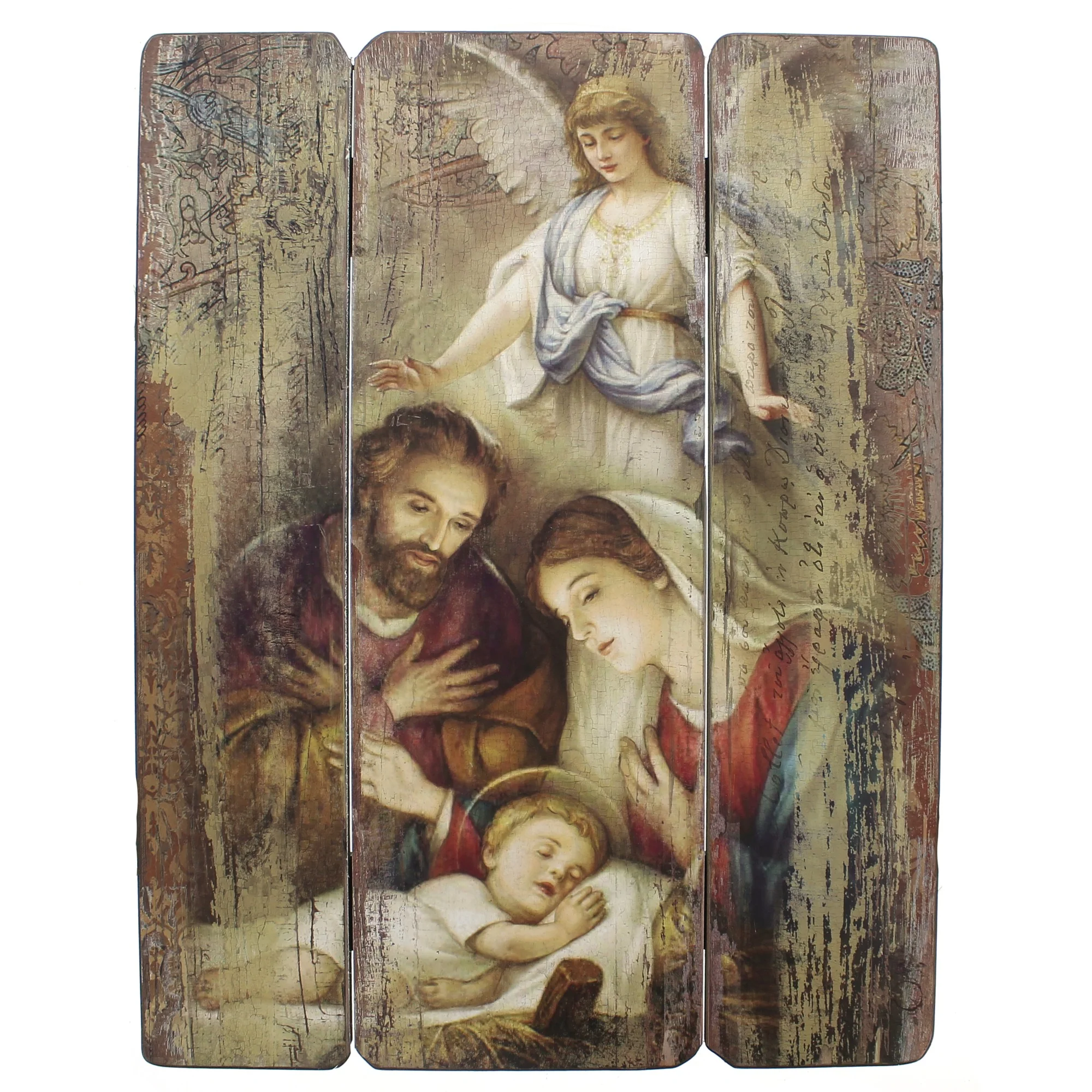 Holy Family Nativity Wooden Wall Plaque