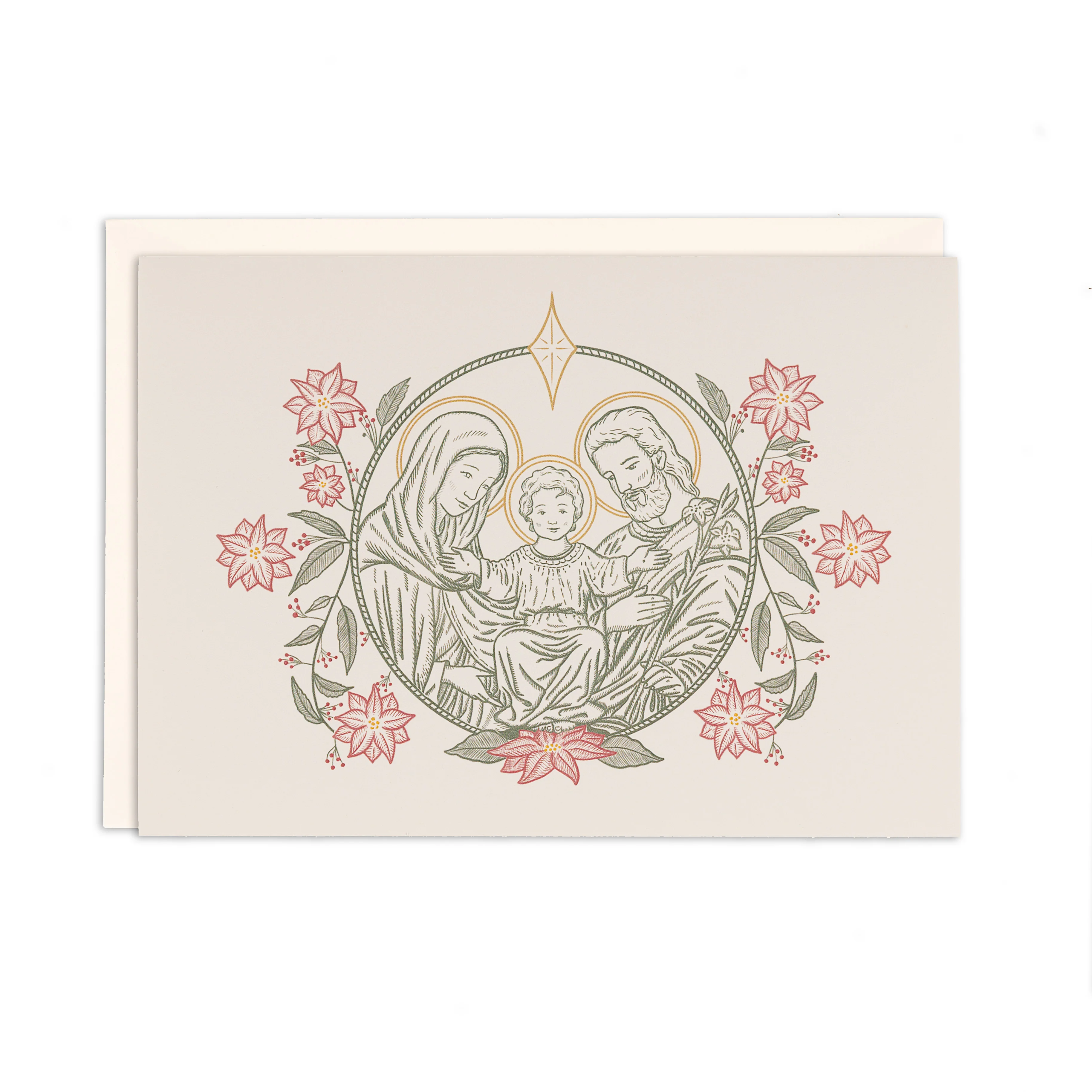 Holy Family Poinsettia Christmas Cards - Set of 20 - Image 4