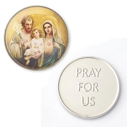Holy Family Three Hearts Pocket Coin