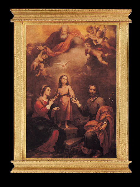 Holy Family with God the Father & Holy Spirit Framed Florentine Plaque - 30"