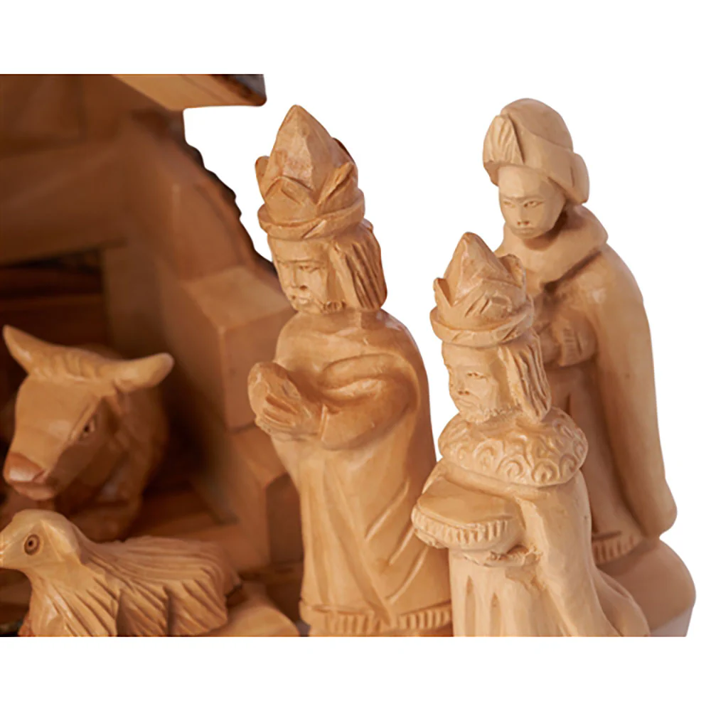 Holy Land Carved Nativity Set with 3D Palm Tree - 12 Pieces - Image 2