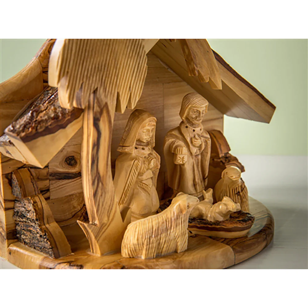 Holy Land Carved One Piece Nativity - 6" x 7" x 4"
