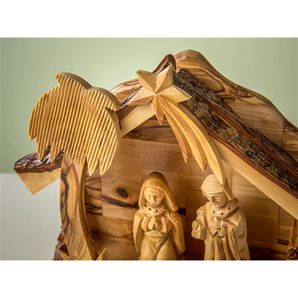 Holy Land Carved One Piece Nativity - 6" x 7" x 4" - Image 3