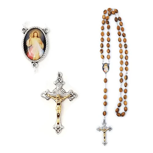 Holy Land Divine Mercy Olive Wood Rosary - Image 3