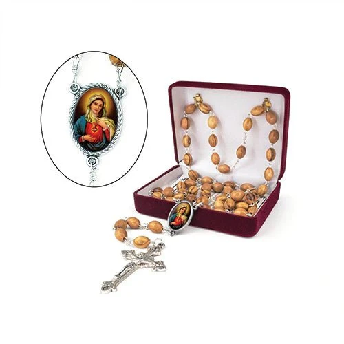 Holy Land Immaculate Heart of Mary Olive Wood Rosary - Image 2