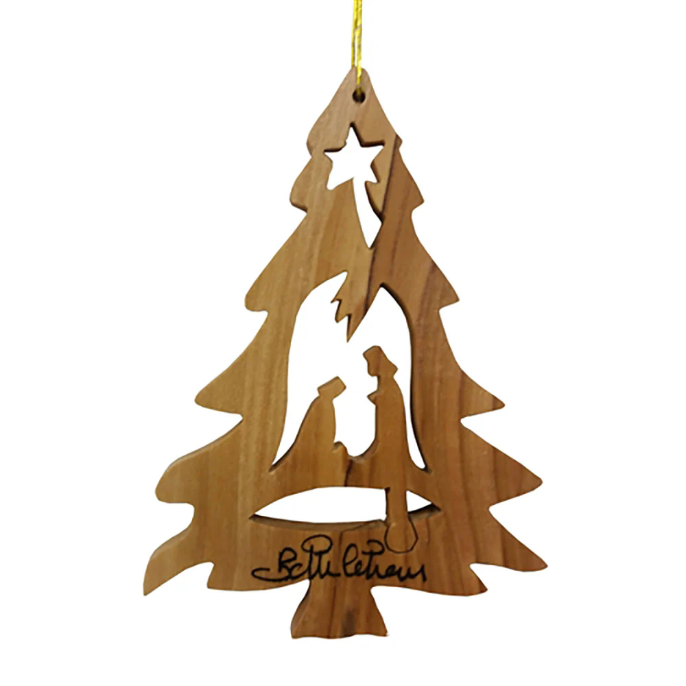 Holy Land Laser Carved Christmas Tree Nativity Ornament