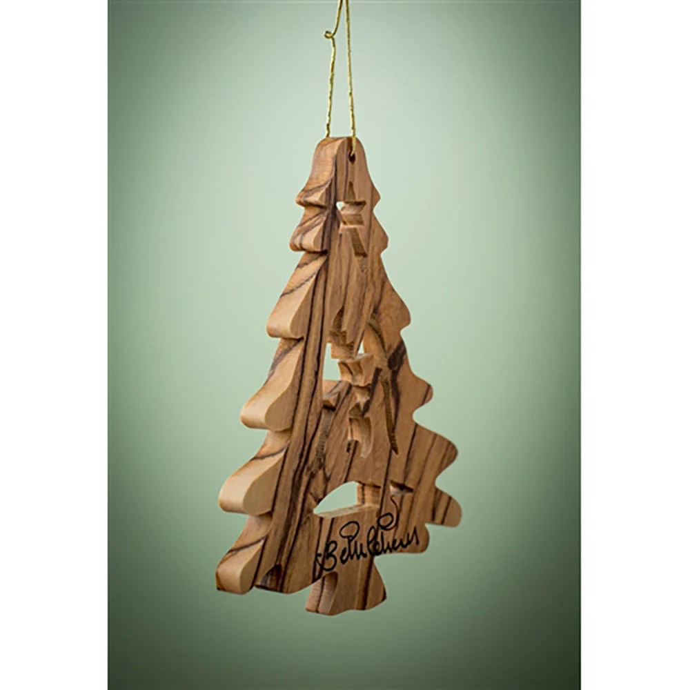 Holy Land Laser Carved Christmas Tree Nativity Ornament - Image 2