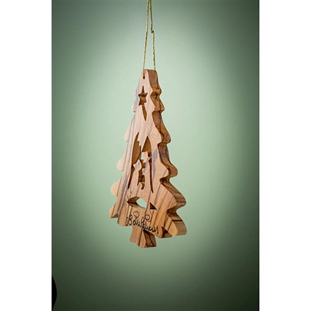 Holy Land Laser Carved Christmas Tree Nativity Ornament - Image 4